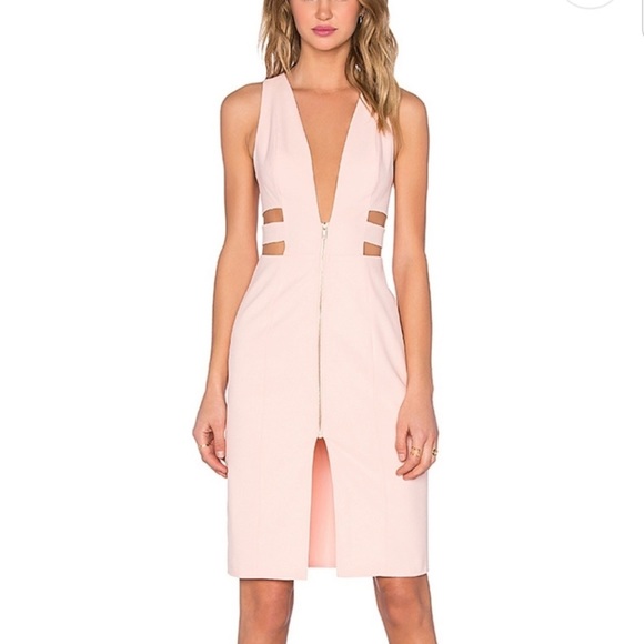 NBD Dresses & Skirts - NBD Pink Cut Out Waist Plunge V-Neck Party Cocktail Dress Size Small